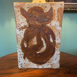 Danish Mid-Century Modern Pottery Table Lamp with Abstract Design 1975