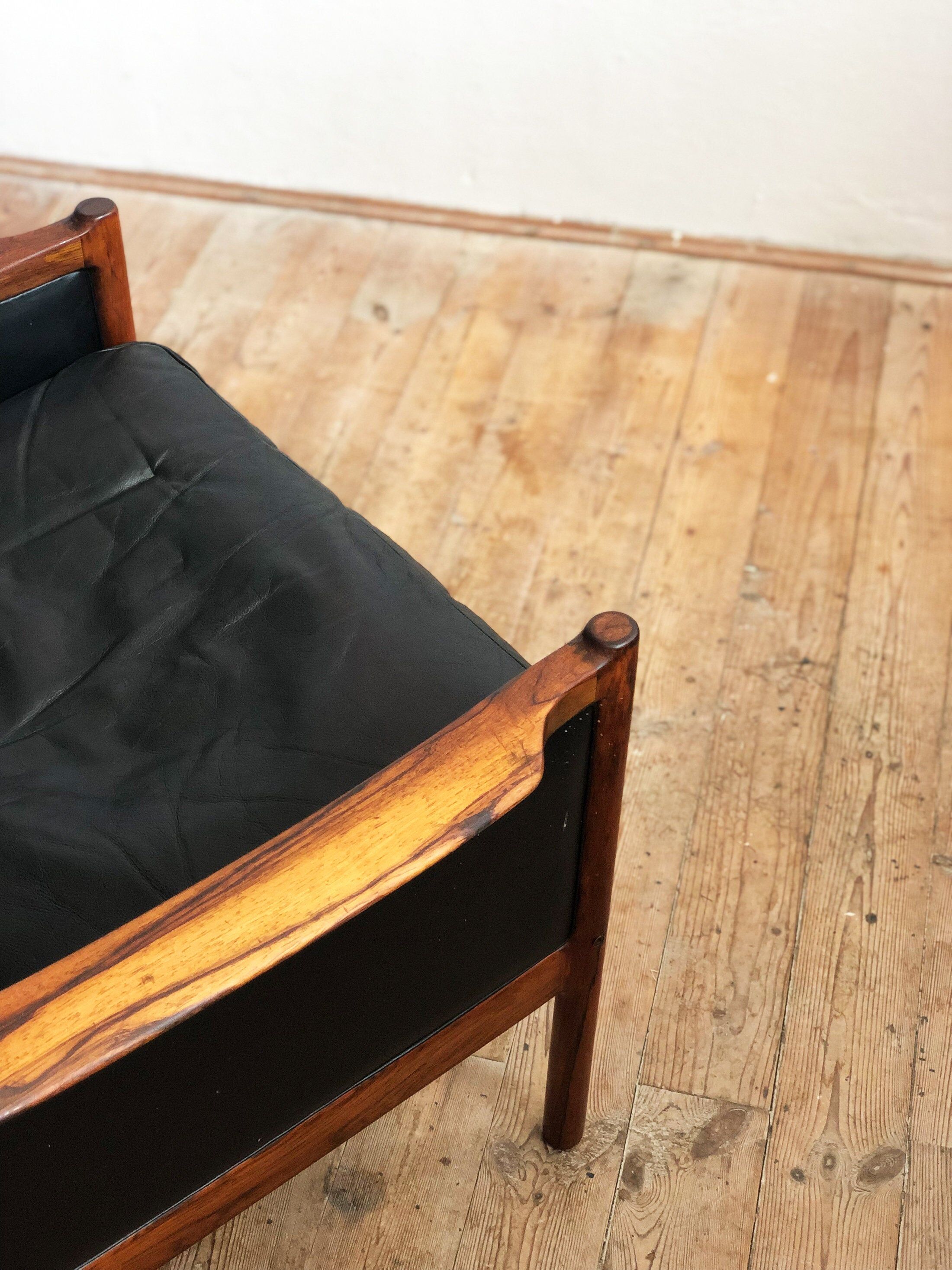 Danish leather and Rosewood armchair