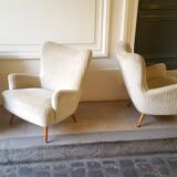 Set of 4 chairs organic wingback chairs of the 50s/60s vintage