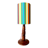 Vintage turned wood lamp and custom shade