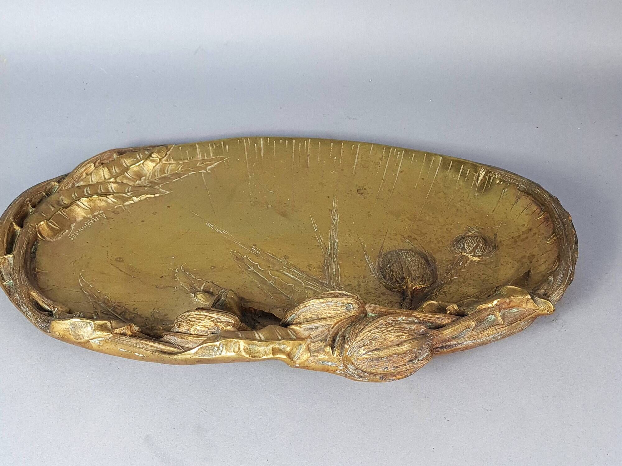 A. Marionnet Art Nouveau centerpiece gilt bronze, signed 41x30 cm C