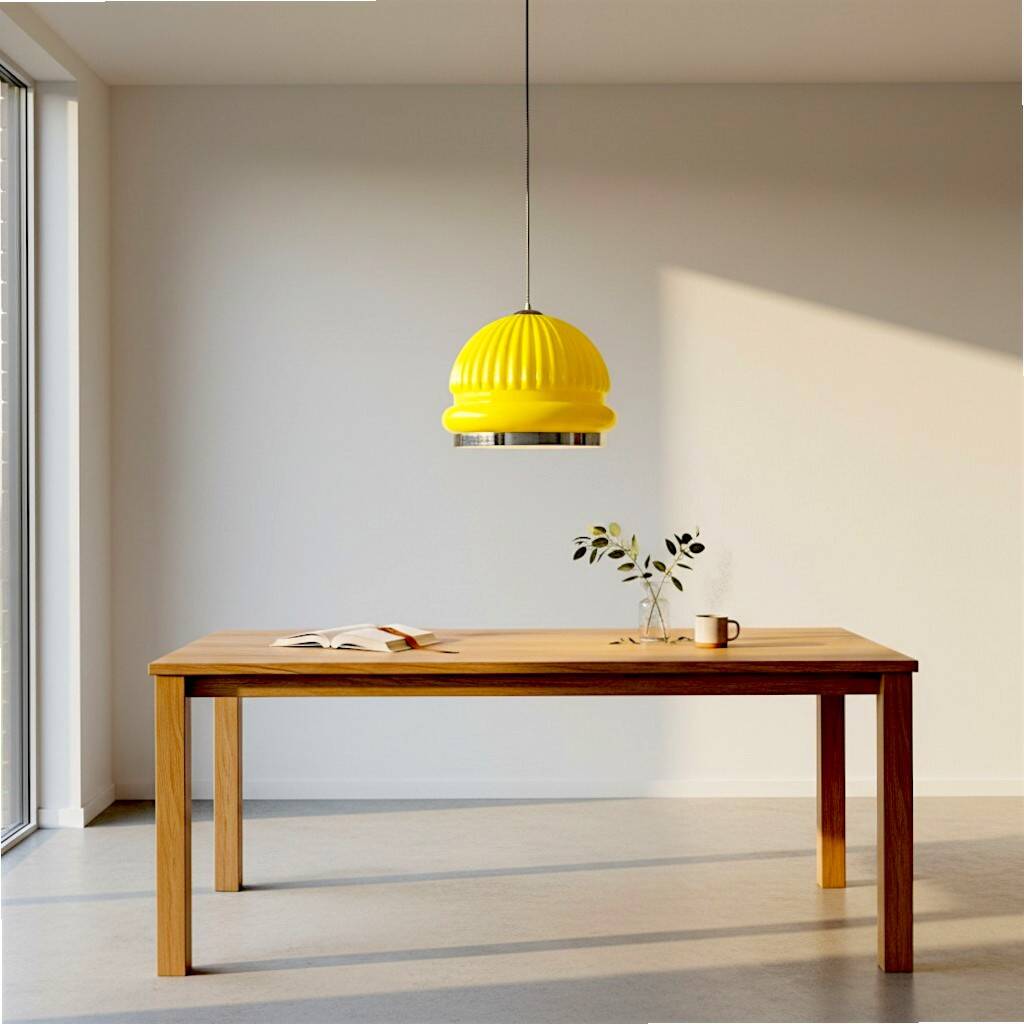 Large Space Age yellow glass hanging light