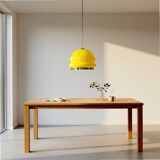 Large Space Age yellow glass hanging light