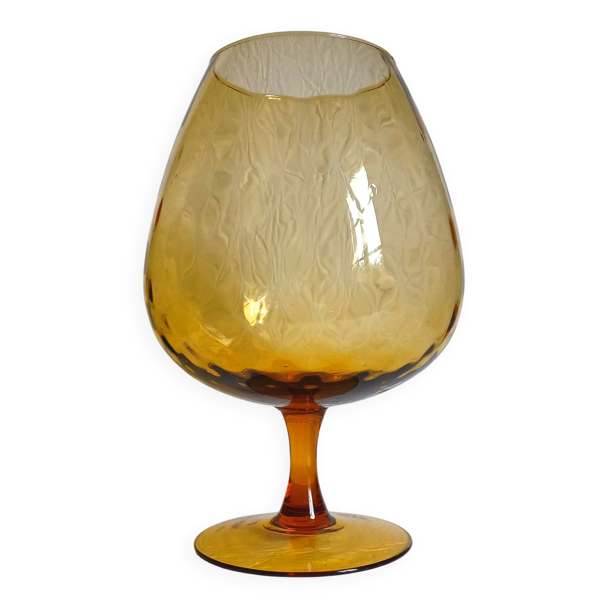 Empoli vase in textured blown amber glass from around 1960.