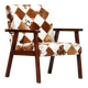 Fauteuil design vintage en bois et cuir de chèvre