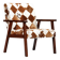 Fauteuil design vintage en bois et cuir de chèvre