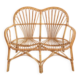 Canapé / Banquette en rotin 1960 vintage