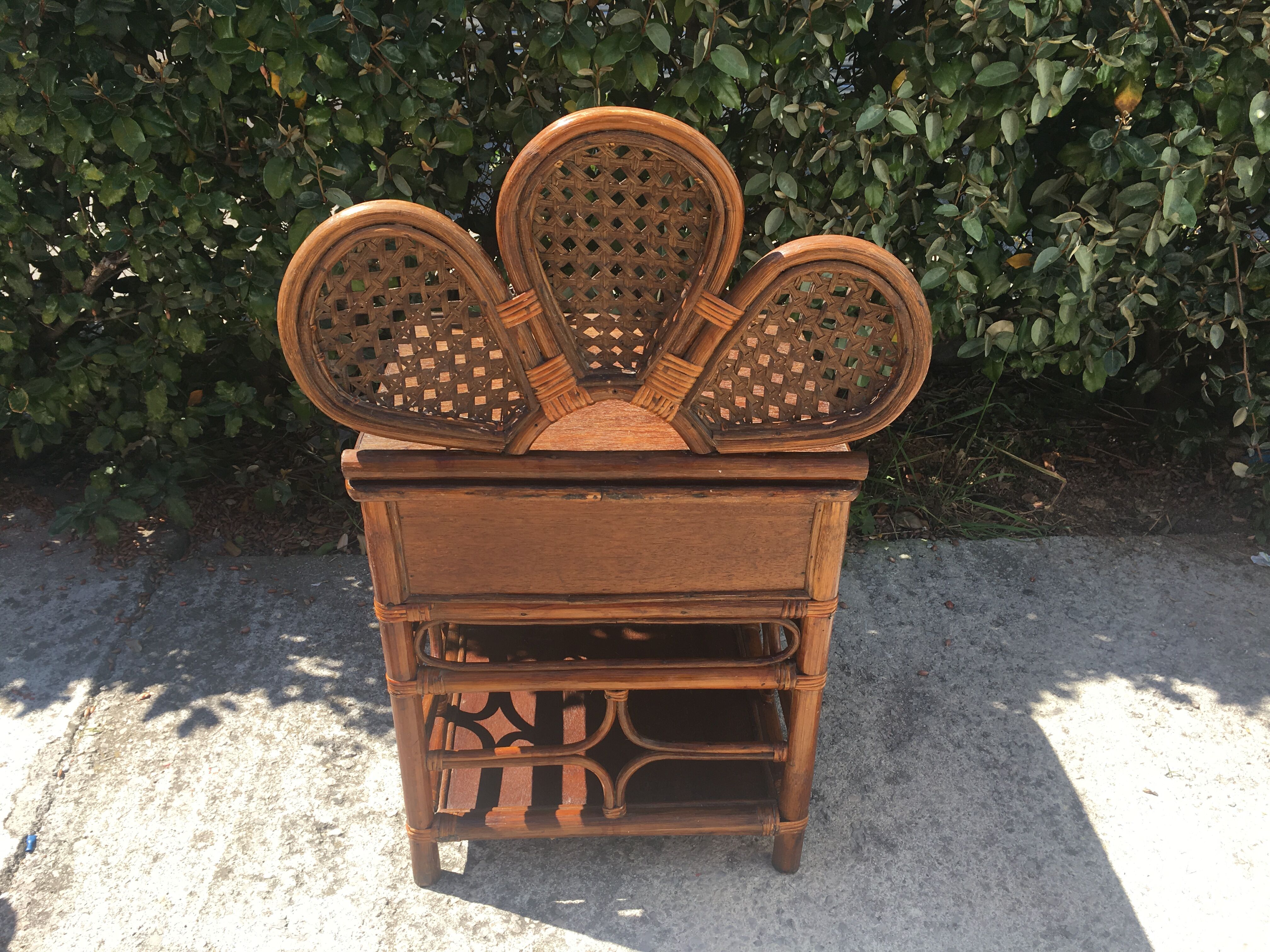 Pair of rattan bedside table