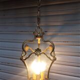 Bronze lantern Louis XV style in working order, curved glasses