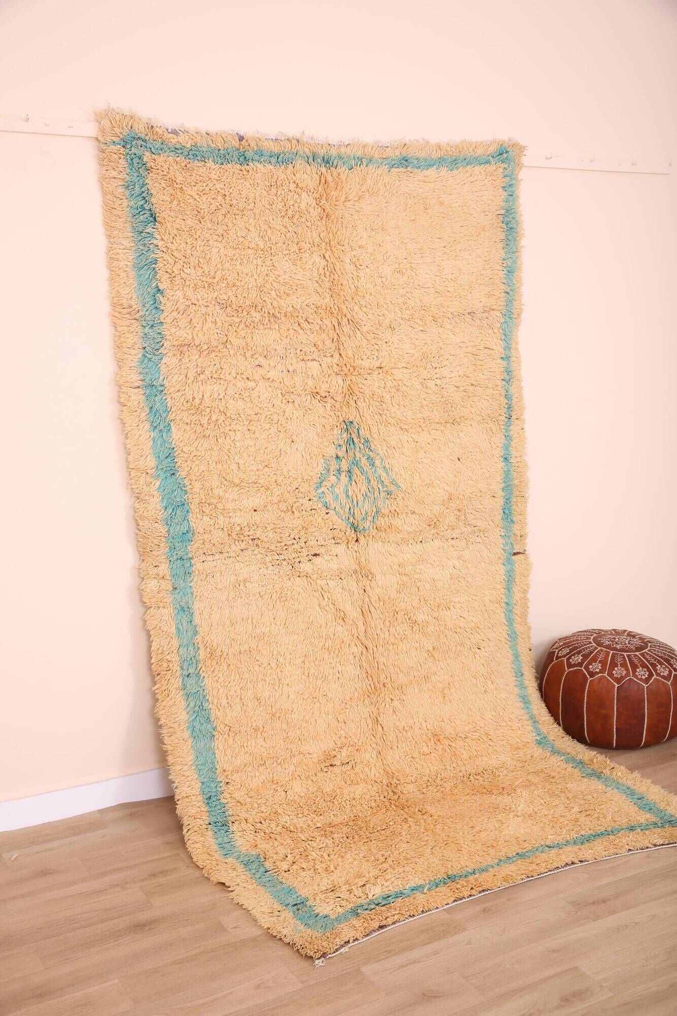 Peach Vintage Moroccan Rug 144 x 270 cm, Berber Wool Rug, Handmade Boho Rug