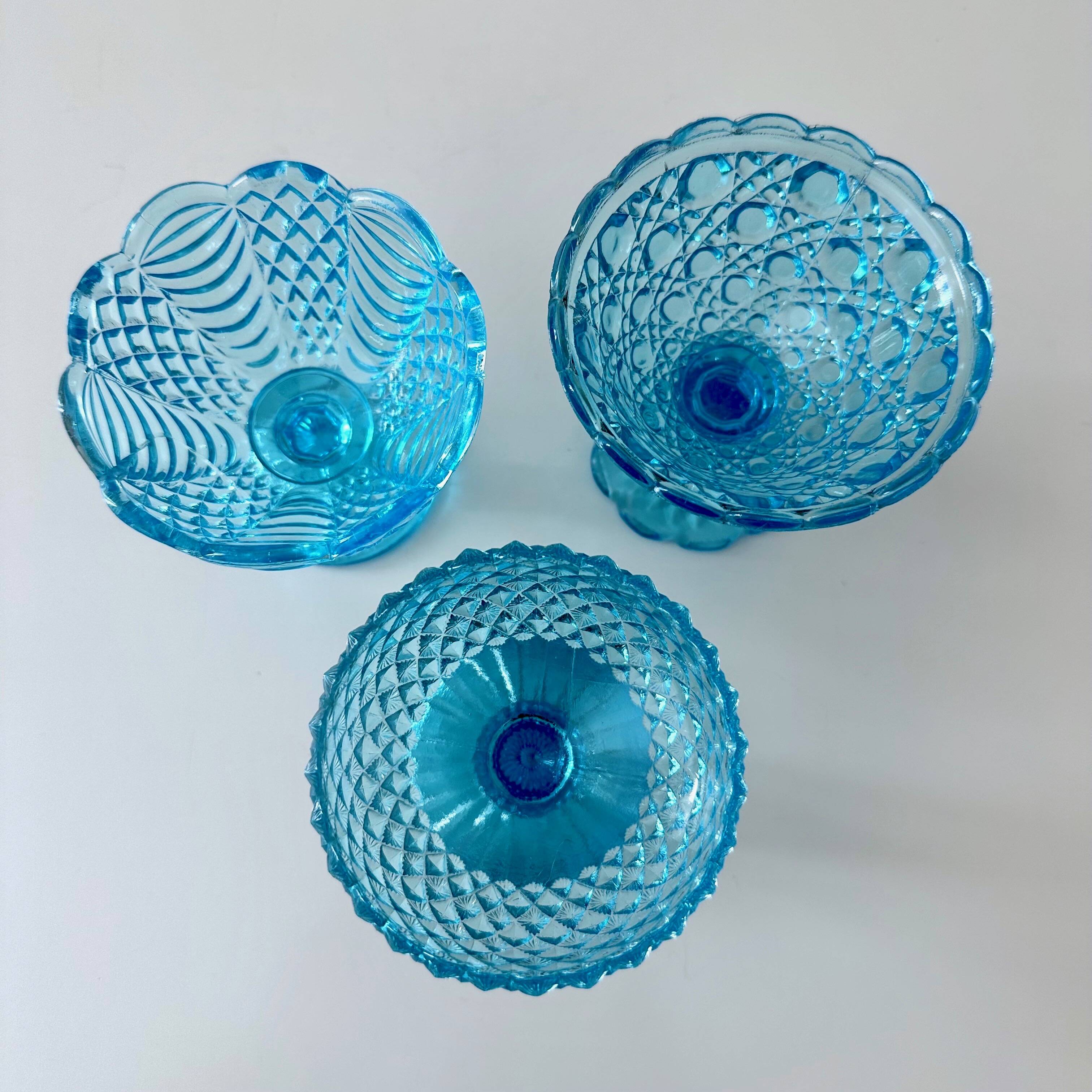 Pressed glass foot bowls art deco