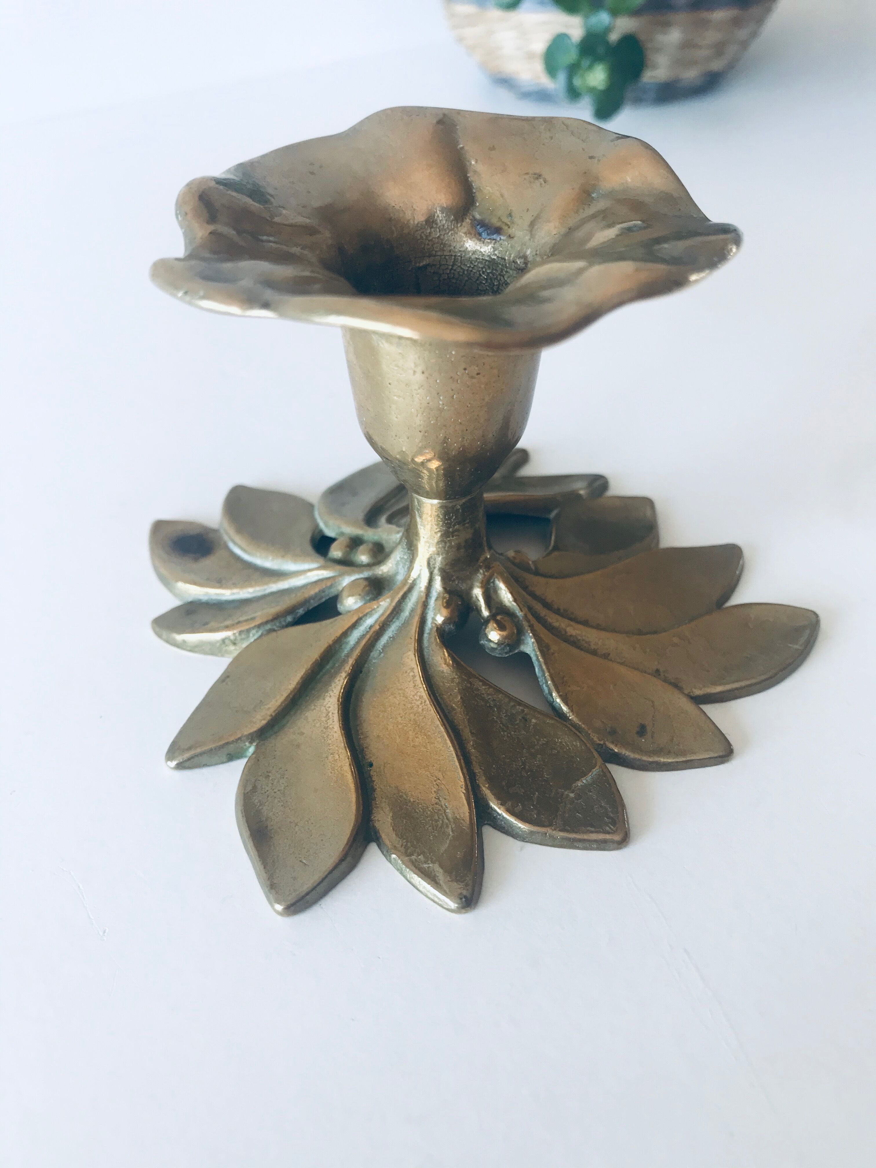 Brass holly bougeoir