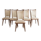 Set of 5 vintage 1950s dining chairs in wood and white.