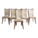 Set of 5 vintage 1950s dining chairs in wood and white.