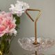 Porte bijoux ou serviteur vintage en verre ciselé et laiton