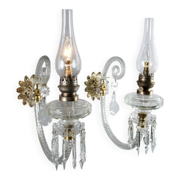 Antique wall sconces in crystal glass, Italy, 20th century