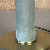Lampe de table cuir vert daim et laiton, années 1970