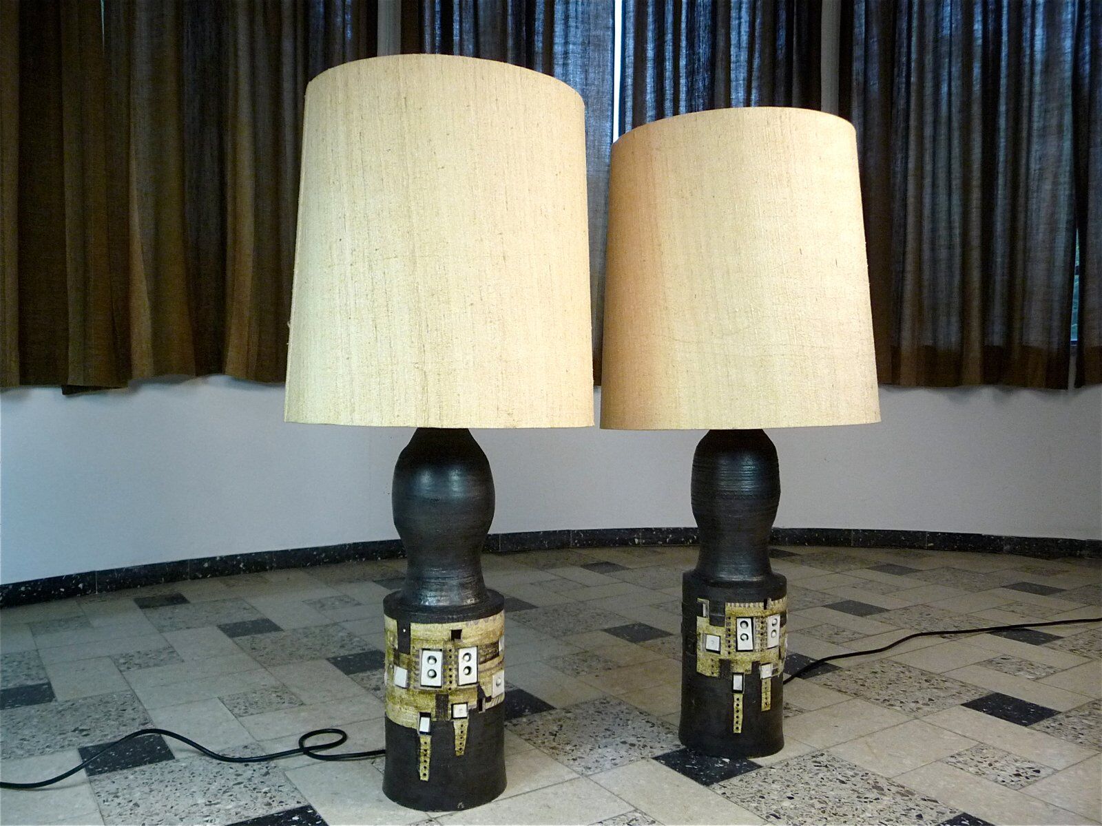Ceramic table lamps by Georges Pelletier for Accolay France 1960s, Set of 2