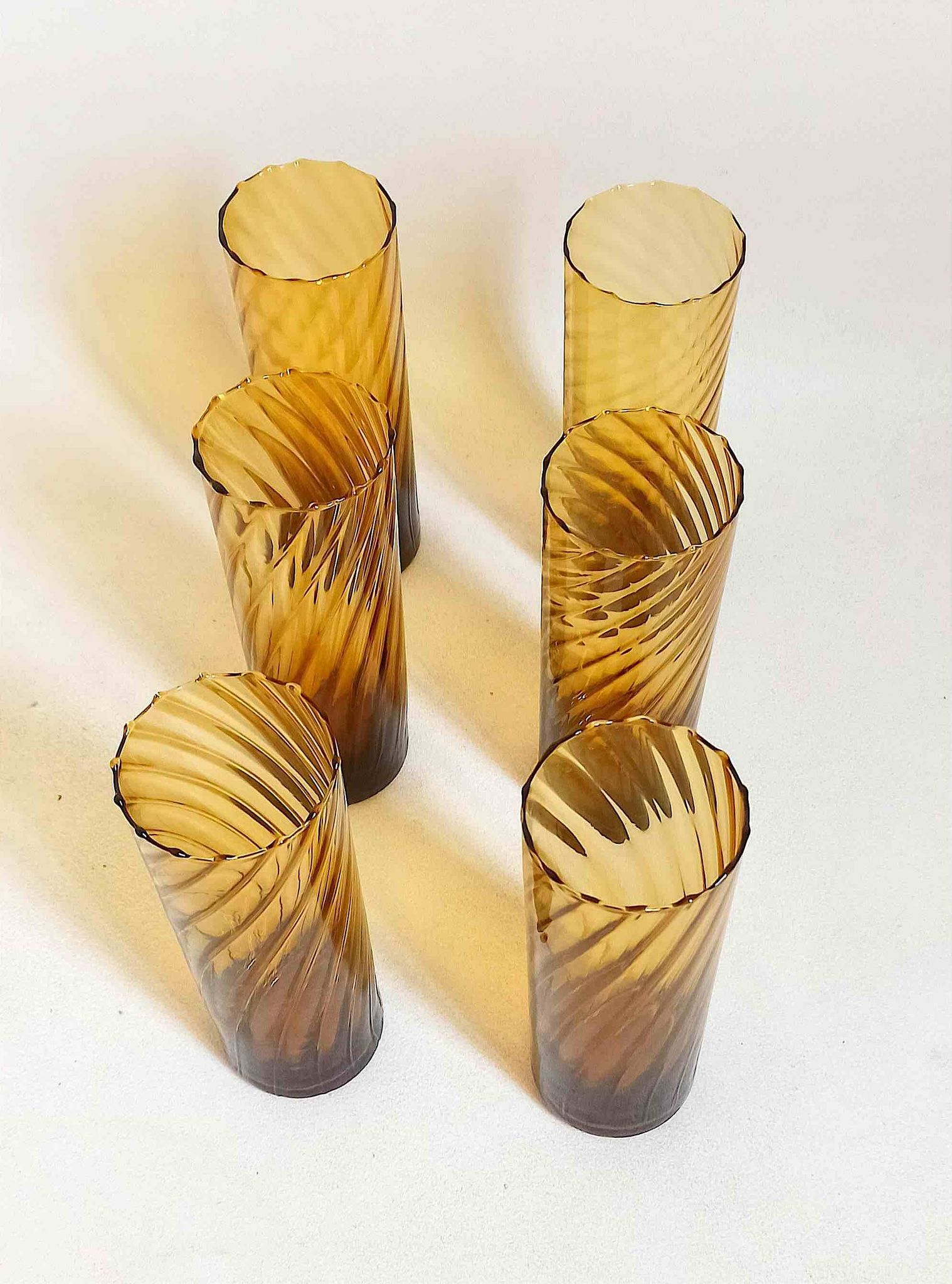 Lot de 6 verres vintage ambré Hauteur 17 cm