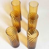Set of 6 vintage amber glasses Height 17 cm