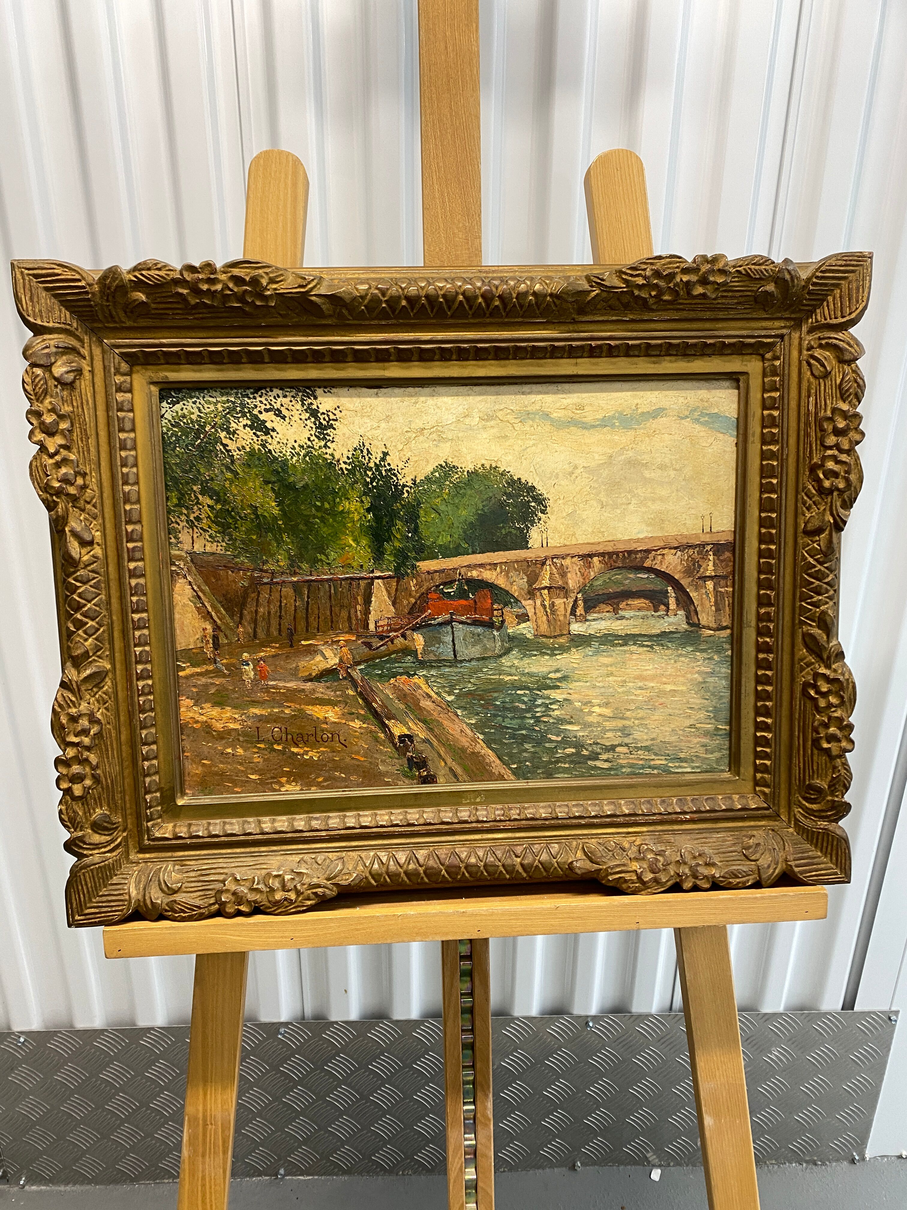 Parisian Seine quay signed L.Chardon