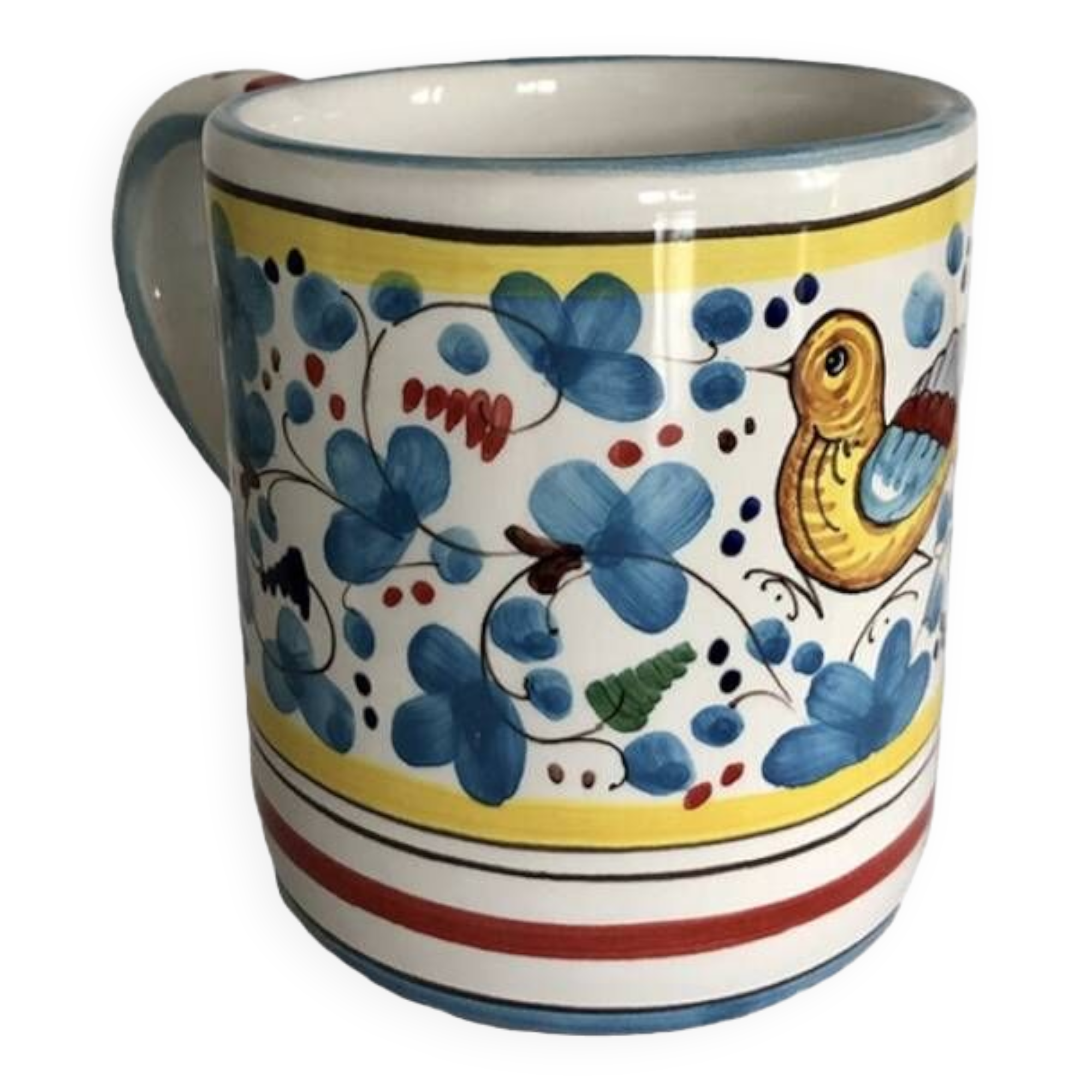 Blue flower bird mug