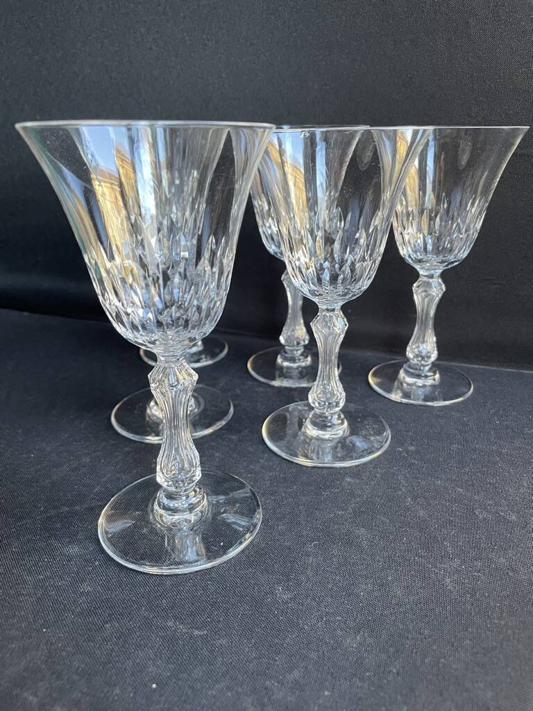 6 Saint Louis wine glasses cut Lozère service stamped