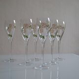 6 champagne flutes Perrier Jouet model Belle Époque by Emile Gallé