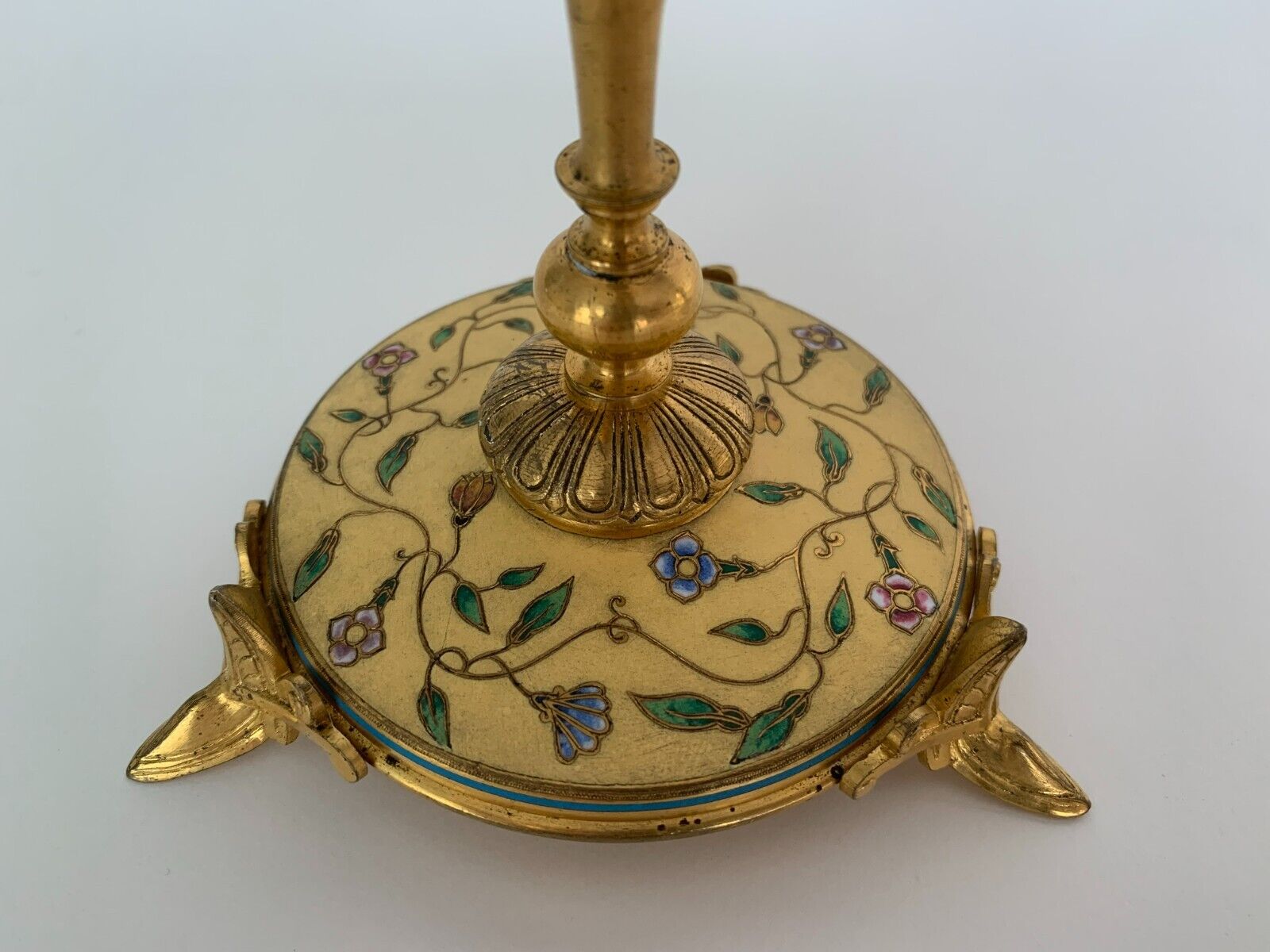 Pair of candlesticks Napoleon III in bronze cloisonné XIXth Barbedienne