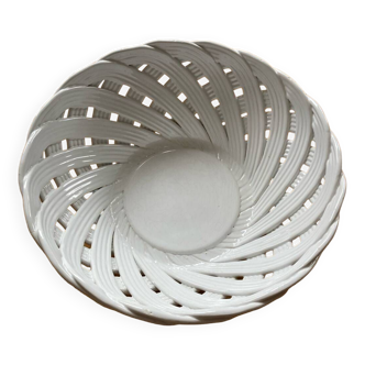 Wicker-style ceramic fruit bowl