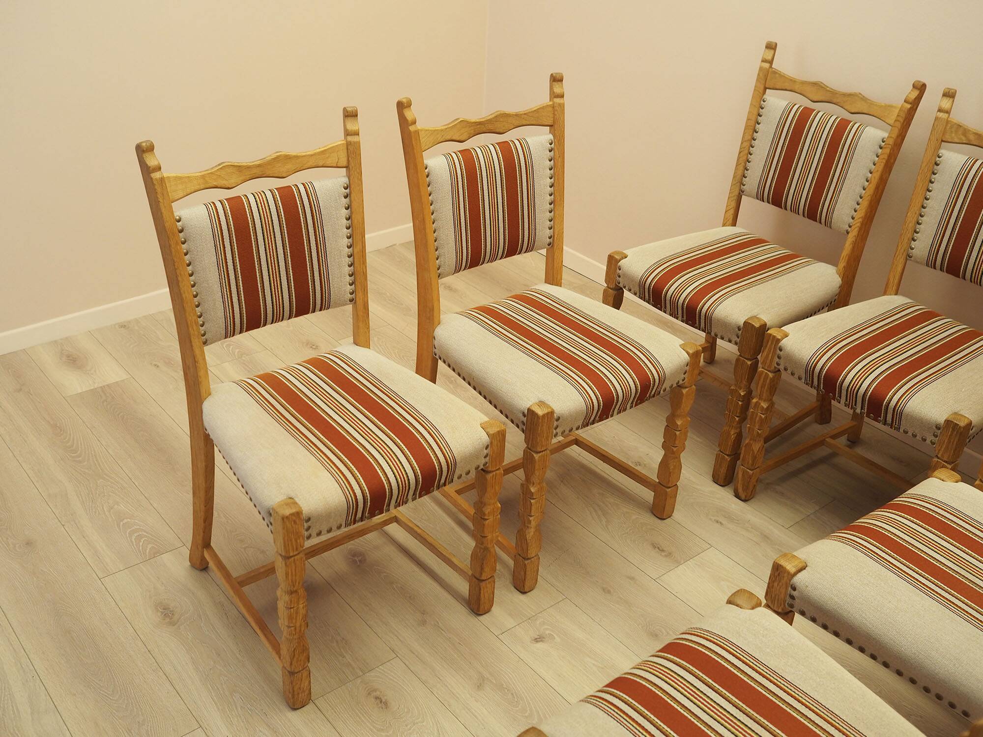 Henning Kjærnulf dining chairs, oak, Danish design, 1960s