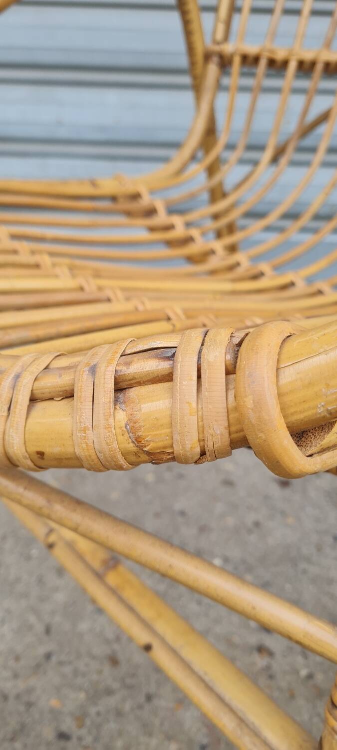 Rattan shell armchair 1960