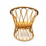 Set of 3 vintage rattan armchairs