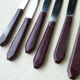Box of 6 old Bakelite and Stainless steel table knives art deco style