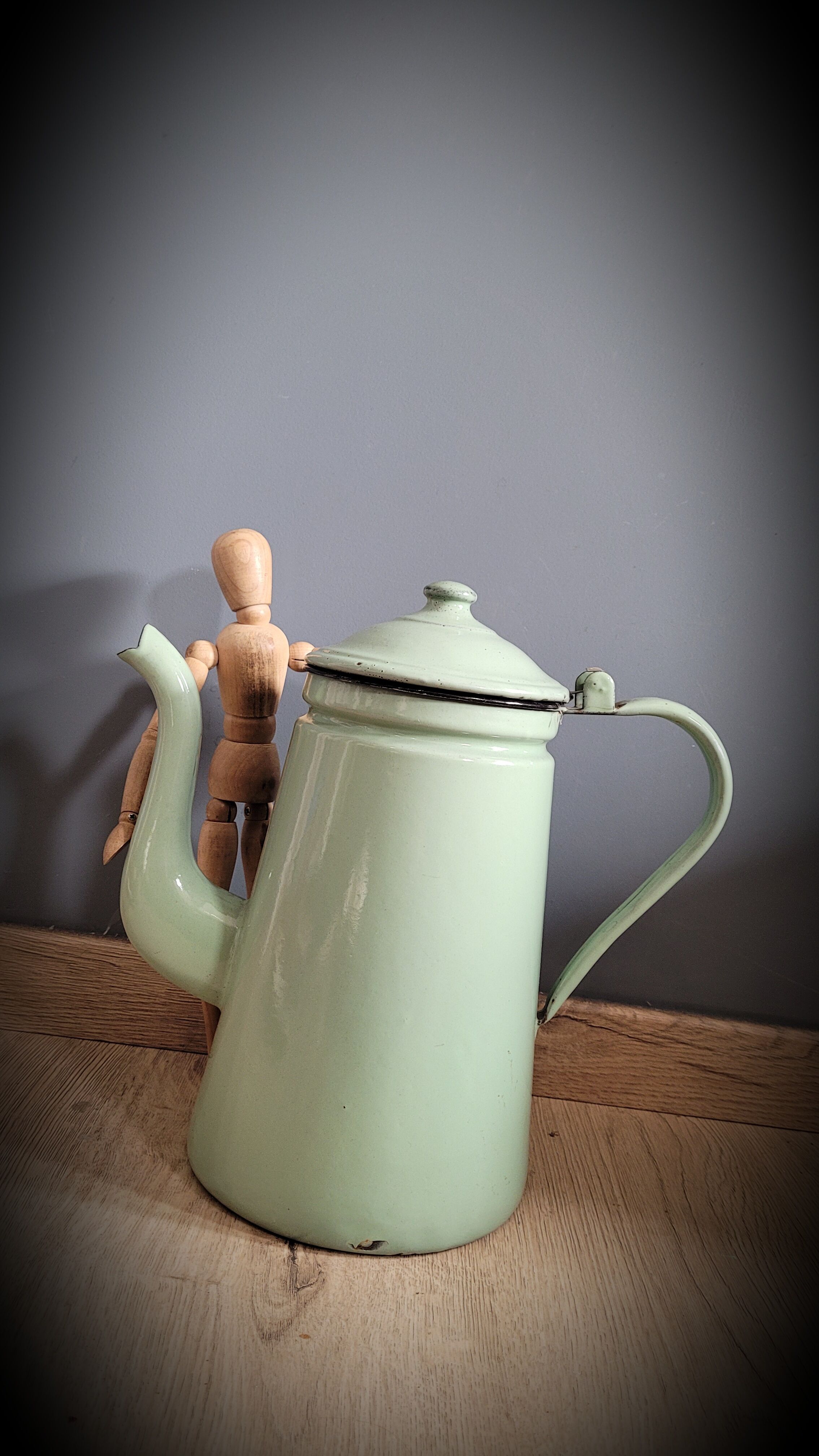 Light green enamelled coffee maker
