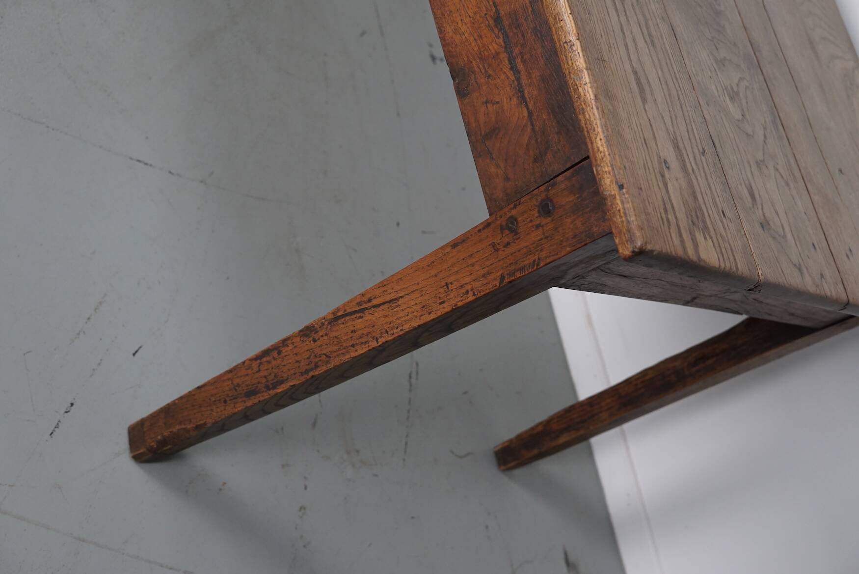 Antique Oak 19th Century French Rustic Farmhouse Dining Table