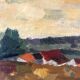 Painting "Village" M.Bellini, Oil on Panel signed