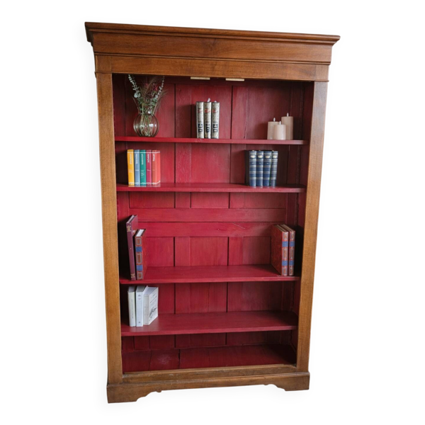 Bibliothèque ancienne en bois massif relookée