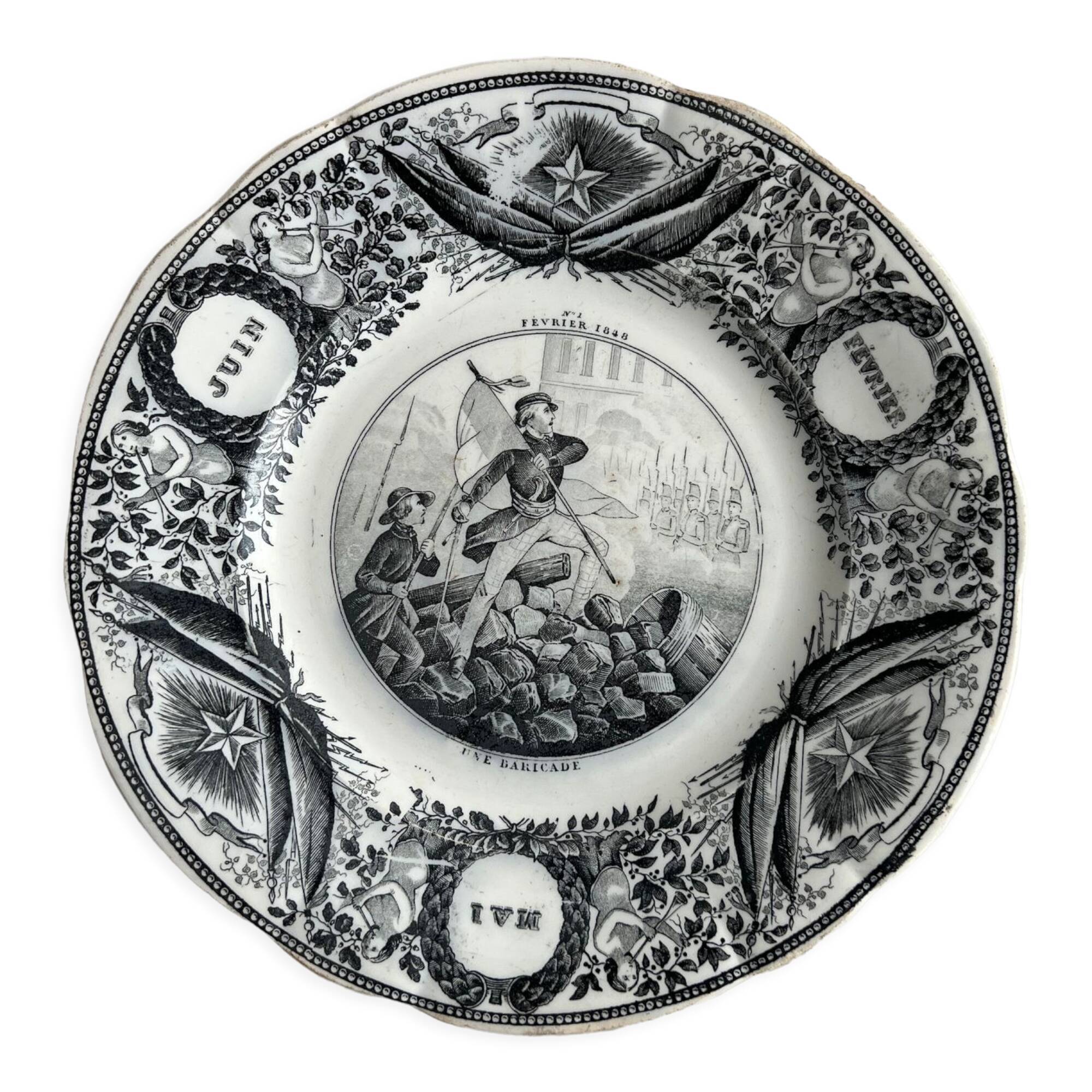 Talking plate Creil and Montereau "a baricade" number 1
