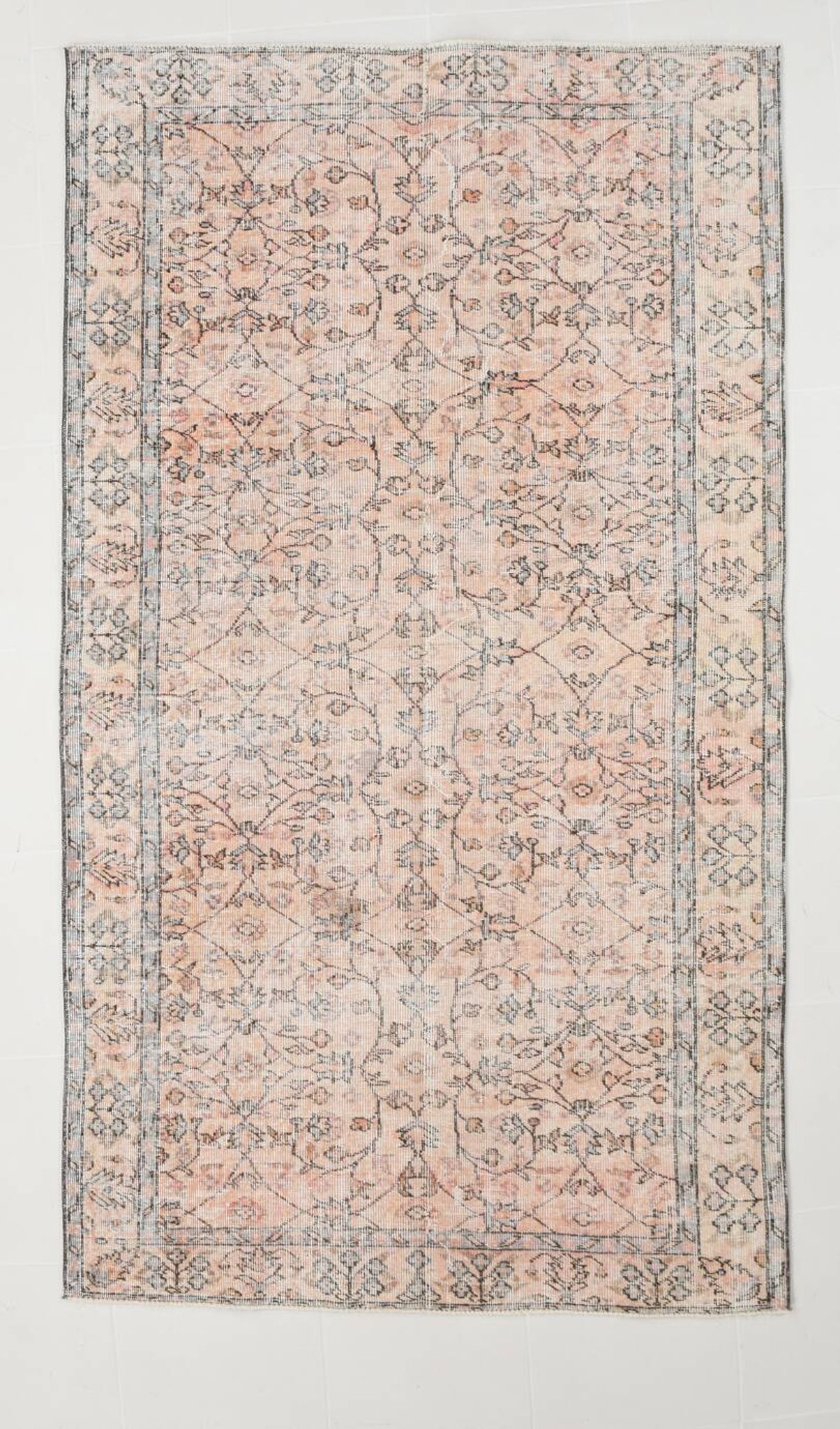 5x8 Faded Pink & Beige Floral Turkish Vintage Rug, 143x248 Cm