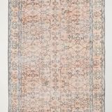 5x8 Faded Pink & Beige Floral Turkish Vintage Rug, 143x248 Cm