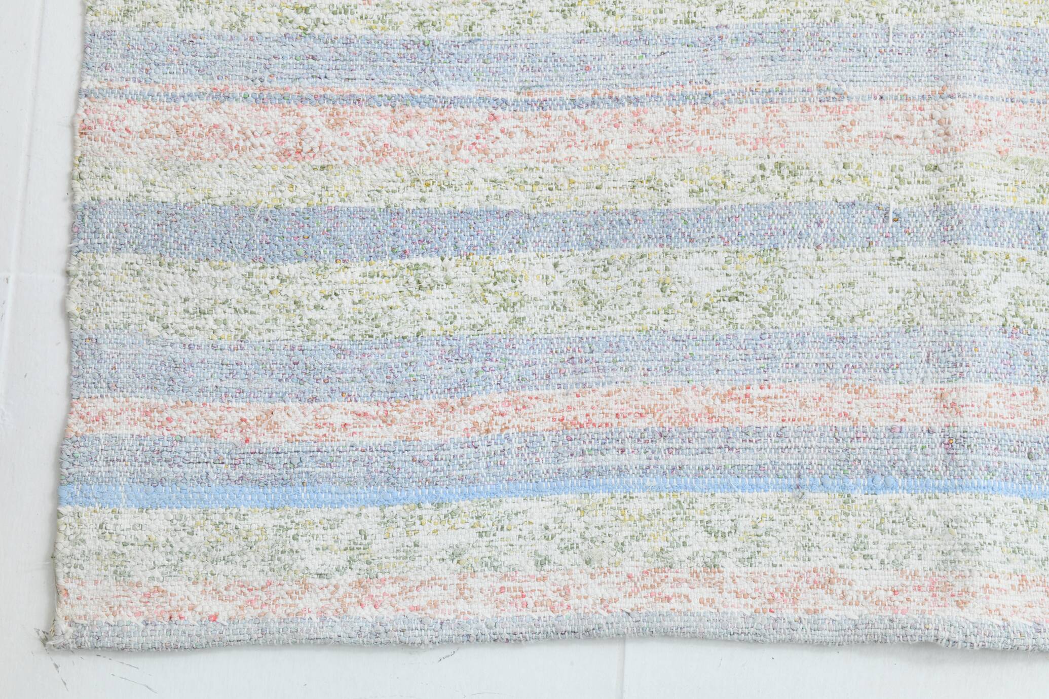 Light Blue & Off White Striped Kilim Rug, 230x310Cm
