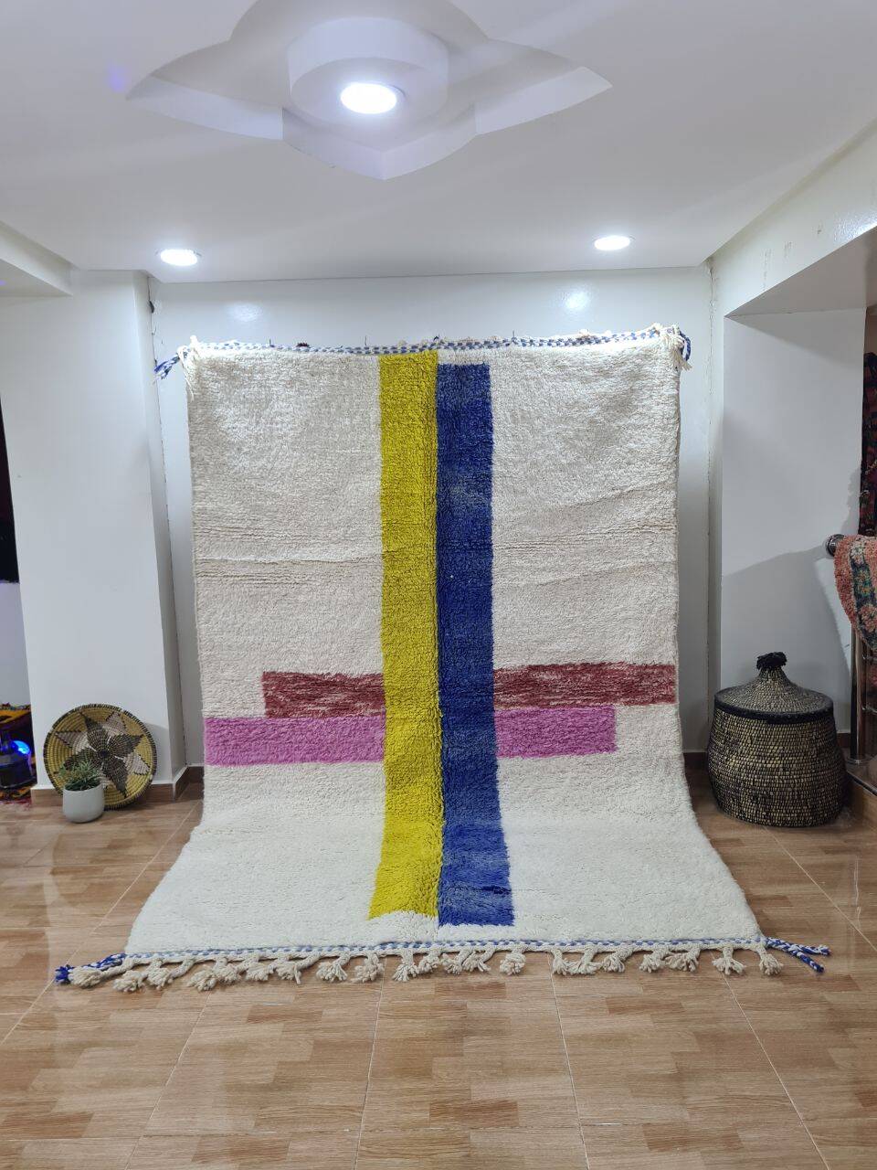 Handmade wool Berber rug 250x150 cm