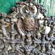 Louis xvi style repousse brass mirror with glass beads