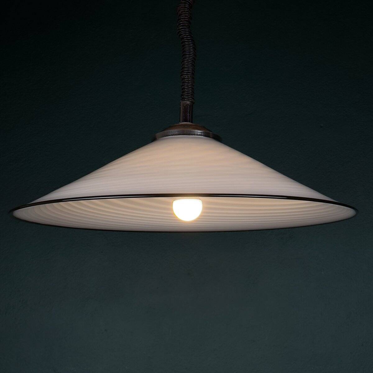 Vintage swirling glass pendant lamp from Murano, Italy, 1970s.