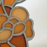 Art Deco style mirror in metal and orange resin, 1970s