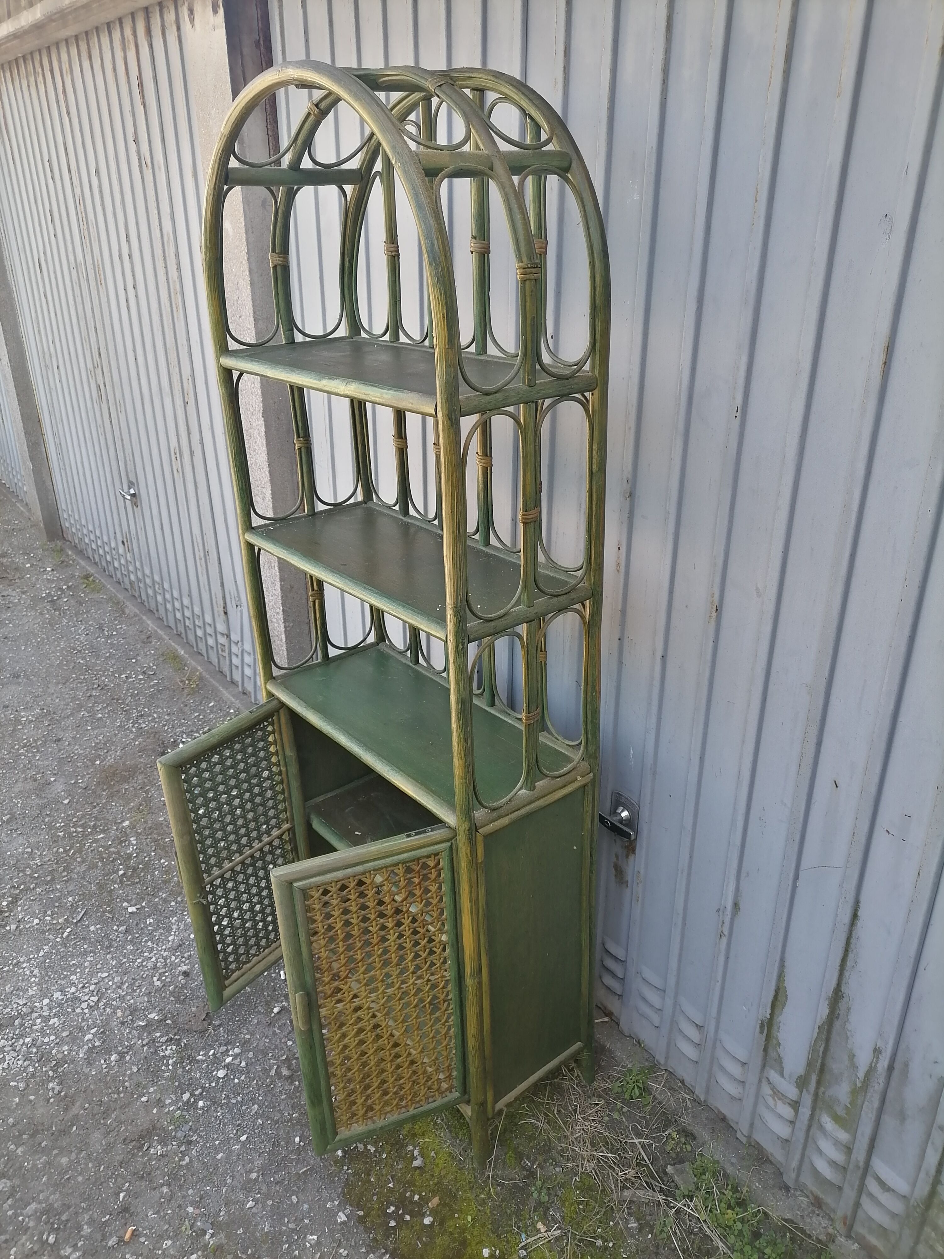 Shelf cabinet furniture in wicker rattan Lucia M vintage