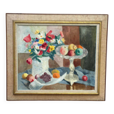 Huile sur toile originale suédoise – "Fleurs et fruits par Ellis Wallin"