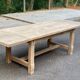 Extensible farmhouse dining table stripped in raw solid oak from the 1970s.