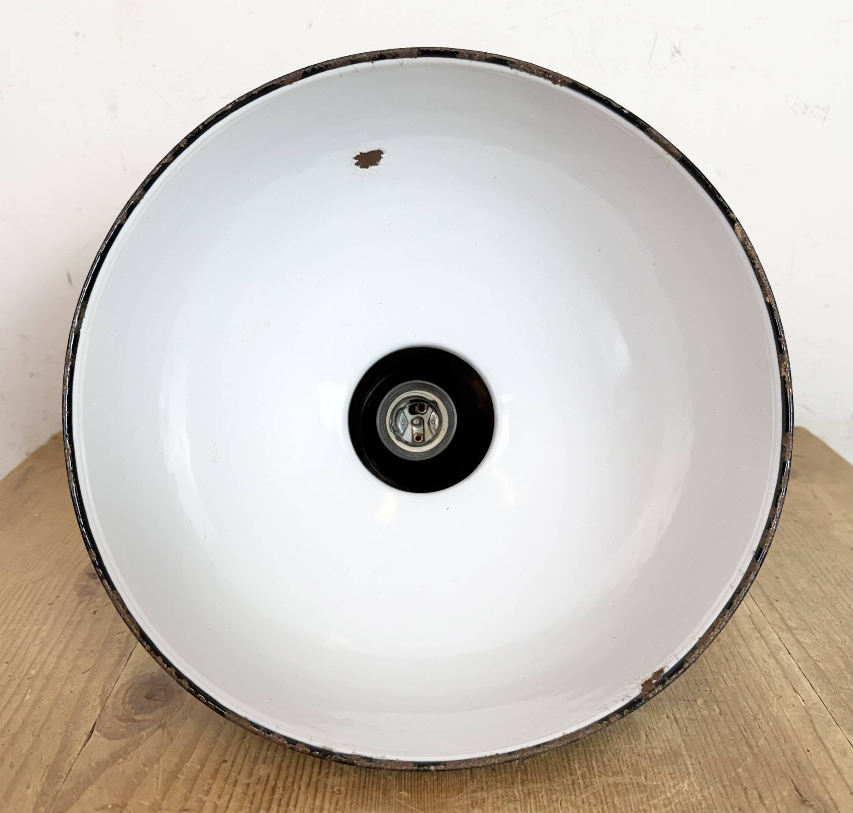 Black Enamel Industrial Pendant Lamp from AEG, 1930s